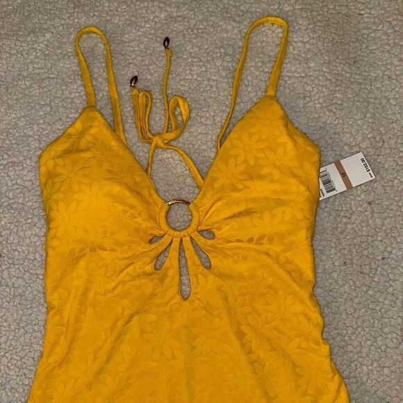Trina Turk Women's Joplin Cut-Out One Piece Swimsuit Yellow Size 12 NWT - Picture 3 of 10